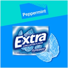 Extra Gum Peppermint Chewing Gum Bulk, Individually Wrapped, Perfect for Fresh Breath at School, Work, and Travel, 15 Count (Pack of 10)