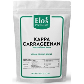 Kappa Carrageenan Powder (50g) by Elo's Premium| Packaged In Canada| 100% All-Natural Vegan Thickener, Stabilizer, Gelling Agent| Non-GMO, Vegan, Non-MSG, & Keto| Food Grade Kappa Carrageenan for Vegan Cheese, Tofu, Pudding, & More