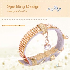 PetsHome Cat Collar, Dog Collar, [Bling Rhinestones] Premium PU Leather with Pendant Adjustable Collars for Cat and Small to Medium Dog