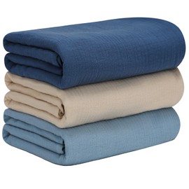 Baby Muslin Swaddle Blankets for Boys and Girls, 3-Pack Soft and Breathable Cotton Swaddles, Large 37 x 49 inches Receiving Blankets, Essentials for Newborns, Unisex 001