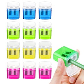 Pencil Sharpener 12 Pieces (4 Colors x 3 Pieces) Yellow Red Green Blue