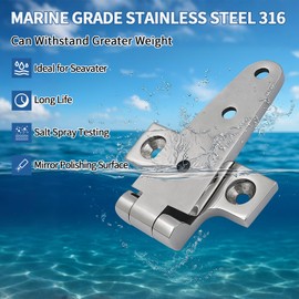 Tambee Stainless Steel T Hinges Marine Grade, 316 Heavy Duty Boat Hinge with Screws, 5.9 x 2.9 inch, Suitable for Hatch, Yacht, Gate and Door, Pack of 2