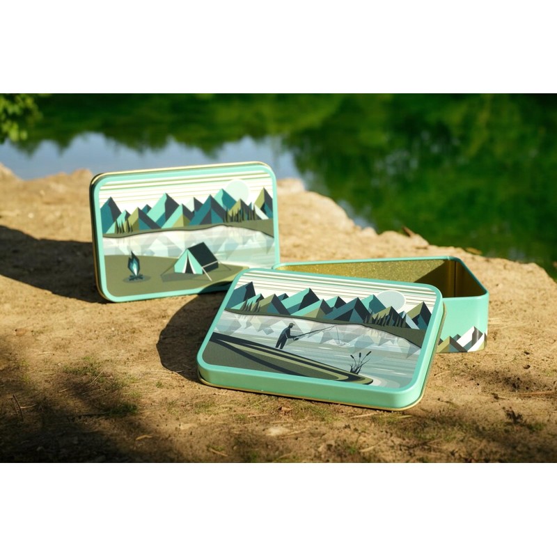 TINIT Fishing Tin Tackle Bait Box Gift Metal Mens Dad