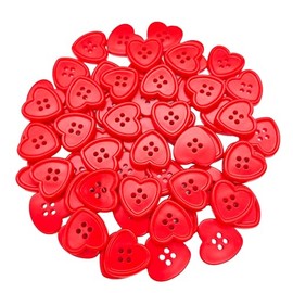 CANDEOLA 40-Pcs 7/8" Heart Resin Buttons | Bulk Assorted Colorful Buttons for Sewing Clothing Knitting Crafts Decoration (23mm, Red)