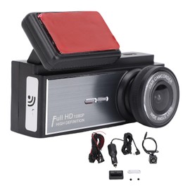 Generic 3 Channel Dash Cam, 1080P Front and Rear Inside Triple Dash Camera, with 170° Wide Angle, Night Vision, Auto Parking Mode, Driving Recorder, for Cars