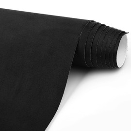 Suede Wrap Self-Adhesive Black Suede Car Interior Wrap 17in x 70in Microfiber Felt Fabric for Dash Headliner Console – Stretchable, Heat-Resistant Car Console Fabric for Auto Interior Makeover