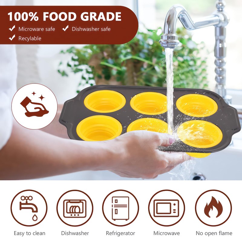 2 Pack Nonstick Cup Muffin Tray, 6 Cups Silicon Muffin