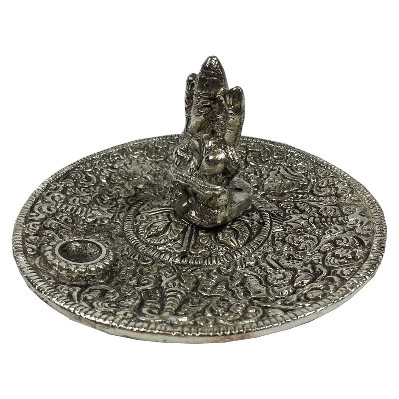 Ganesh Metal Incense Dish - Cone and Stick Incense Holder