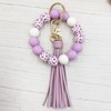 Phamines Wristlet Keychain Women,Cow Wood Beads Silicone Beaded Keyring Bracelet,Elastic