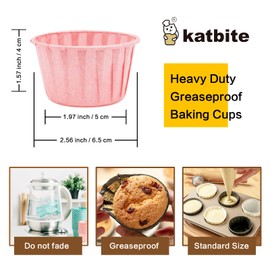 katbite Paper Muffin Cases, Pack of 150 Mini Cupcake Moulds for Wedding, Birthday, Party, Disposable Baking Cups in Pink