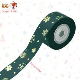 2.5CM Christmas Ribbon, 2 Rolls 20 Yards Merry Christmas Ribbon for Gift Wrapping Xmas Ribbons Decorative Wrapping Rope with Snowflake Pattern for Xmas Party Favors DIY Crafts Package Decor Y4HLSD
