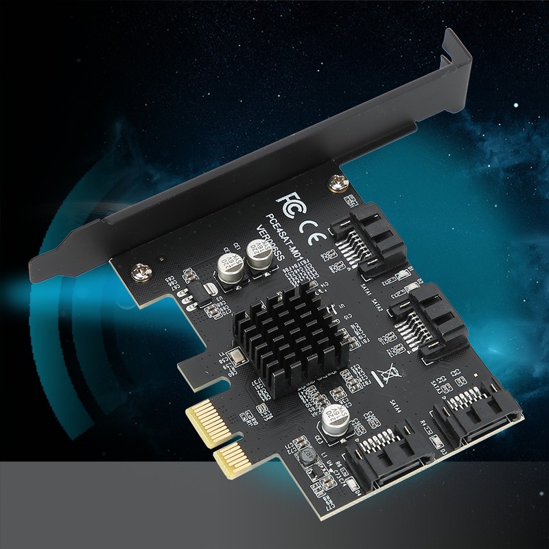 SATA3.0 to PCI E Expansion Card Black ABS 4 Port