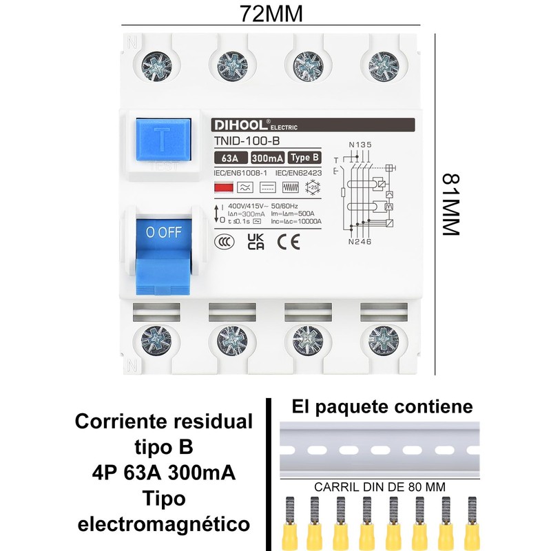 DIHOOL RCD Type B fi Circuit Breaker Residual Current Circuit