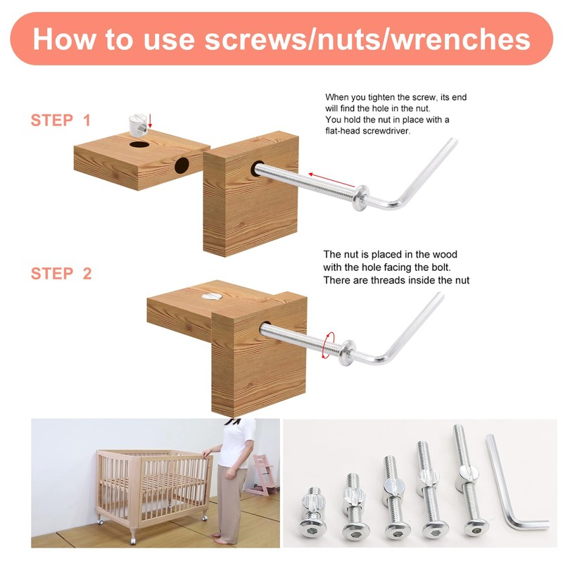weideer 30sets Crib Screws Hardware Replacement Kit Baby Bed Frame