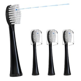Cabezales de repuesto compatibles con el cepillo de dientes con hilo dental 𝗪𝗮𝘁𝗲𝗿𝗽𝗶𝗸 𝐒𝐨𝐧𝐢𝐜-𝐅𝐮𝐬𝐢𝐨𝐧 2.0 (SF-01/ SF-02/ SF-03/ SF-04) con 3 unidades (negro, tamaño completo)