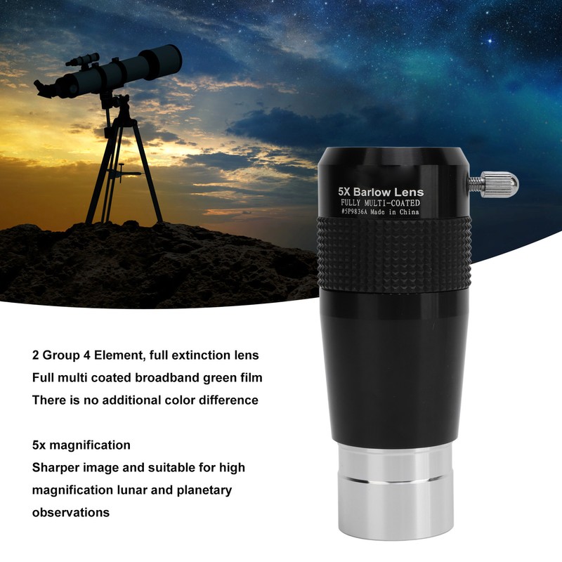 1.25 Inch 5 X Telescope Barlow Lens Multi Coated Repeated