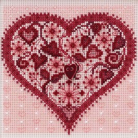 Valentine Heart Beaded Counted Cross Stitch Kit Mill Hill 2019 Buttons & Beads Spring MH141912