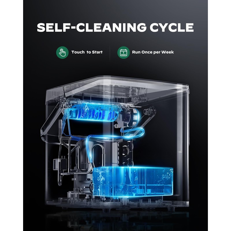 Silonn Countertop Ice Maker with Expanding Ice Basket, 9 Cubes