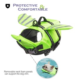 Life Jackets for Dogs with Wings, Life Jacket Dogs with Chin Float, Lightweight and Safe for Water Sports, Dog Life Jacket with Handle and Reflective, for Small, Medium and Large Dogs, Green, M