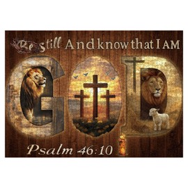 Christian Lion Cross Religious Puzzles for Adults 1000 Pieces, Beautiful Bird Animal Sunset Sheep Art Jigsaw Puzzles, Inspirational Landscape Easter Scenic Catholic Puzzle