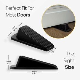 Door Stoppers for Bottom of Door - 4 Pack Rubber Door Stoppers, Everlasting Grip on Tiles, Concrete & Wooden Floor - Doorstops Wedge Ideal for Homes/Schools/Offices/Workshops (Black)