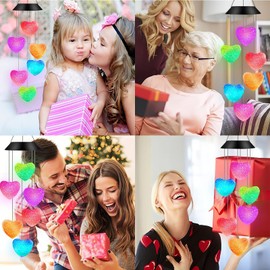 HeiPen Garden Gifts for Her, Mum, Grandma, Mothers Day, Christmas, Hanging Solar Garden Lights, Garden Accessories Outdoor, Garden Decorations Outdoor for Garden Yard Porch (Pink Heart)