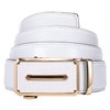 Barry.Wang White and Gold Belt for Men,Formal Dress Ratchet Leather