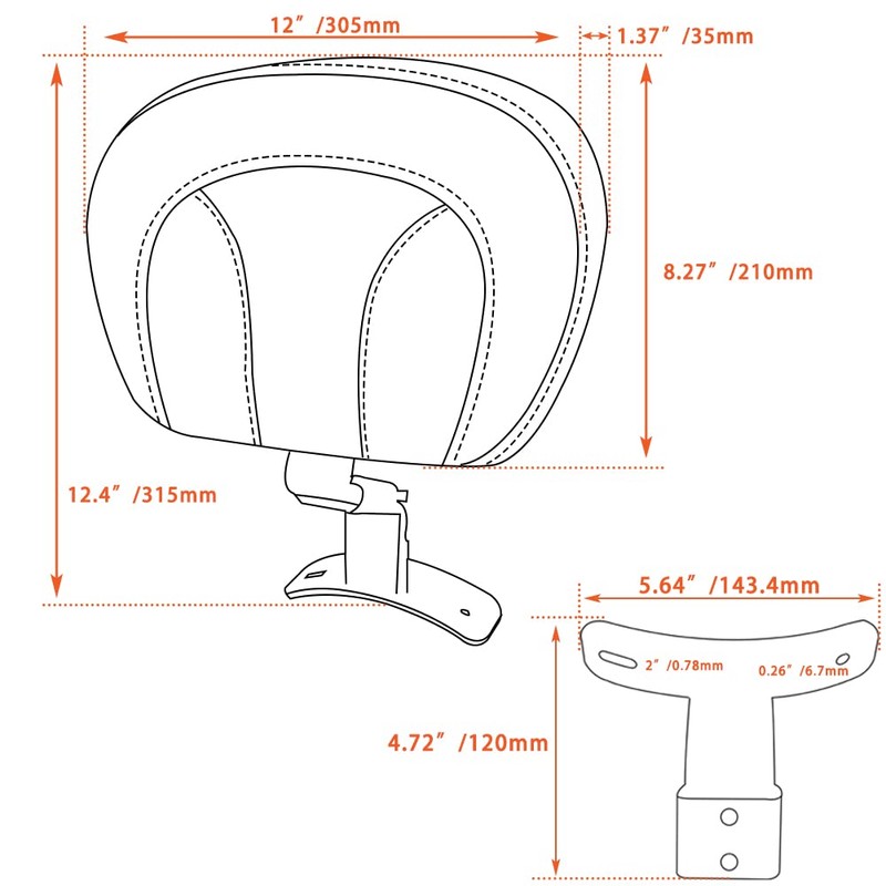 FOVPLUE Rider Backrest, Adjustable Driver Backrest Pad Kit fits for