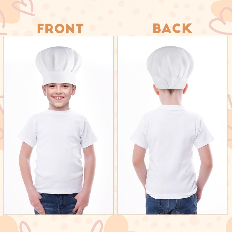 Chef Hat for Kids Adjustable White Chef Hats Elastic Cotton
