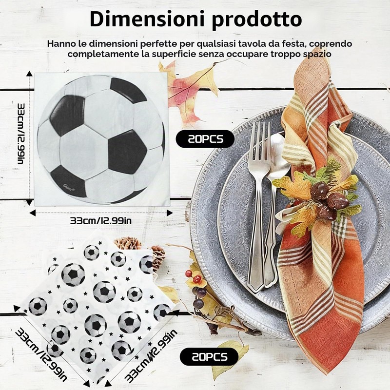 YTAXYZWR Servizi da Tavola a Tema Calcio - 40 Pezzi,