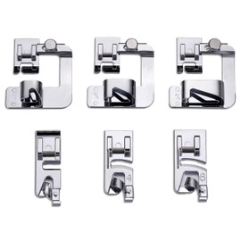 ZhXu Shuo Rolled Hem Presser Foot Set, 6PCS Wide & Narrow Hemmer Foot Kit Fits for Brother, Singer & Janome Low Shank Sewing Machines, Hemming Pressure Feet with Distinctive 3 Wide and 3 Narrow Sizes