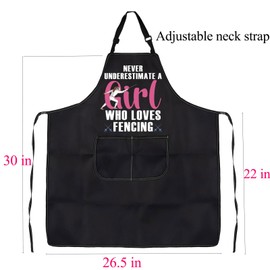 BNQL Fencing Gift Apron Fencing Gifts Fencing Lover Gifts Fencing Player Gifts Never Underestimate a Girl Who Loves Fencing Apron