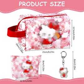yumcute Cosmetic Bag Set with Keyring and Cartoon Makeup Bag, Travel Cosmetic Bag, Toiletry Bag, High Capacity, Gift for Girls, Style 7