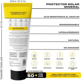 ULMAR Kit Protector Solar Mineral facial color matificante y corporal spf/fps 50 UVA UVB alto espectro 100% natural hipoalergénico biodegradable 250 ML 2 piezas