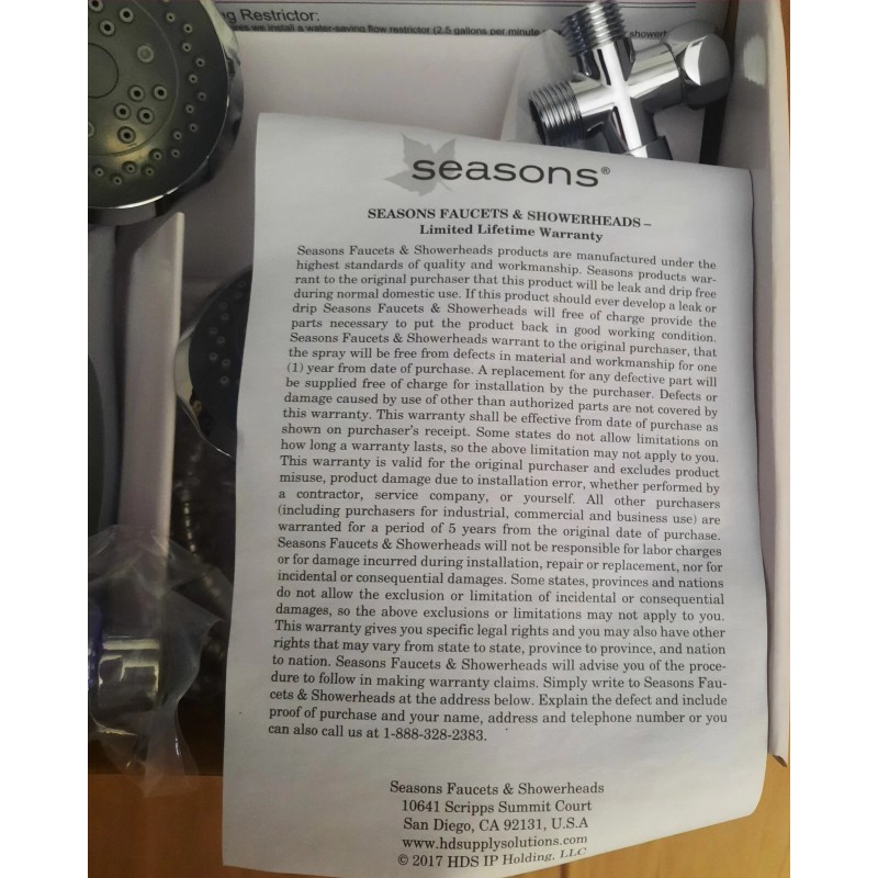 Seasons 534892 Fixed & Handheld Showerhead Design Combo w solid