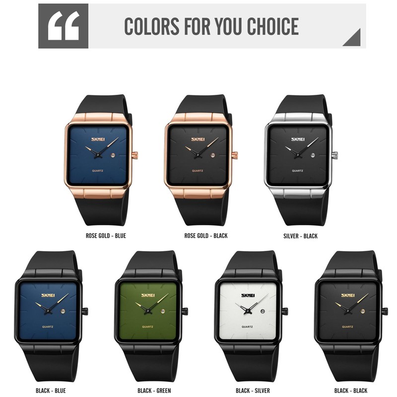 findtime Men's Watches Rectangular Wrist Watch with No Second Hand