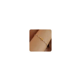 JotCa Gold Bracelets for Women 18K Gold Plated Sideways Cross Bracelet Dainty Gold and Pearl Beaded Bracelets Non Tarnish Religious Gold Jewelry Gifts