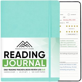 PRODUCTIVITY STORE Reading Journal, Book Journal & Book Tracker - Best Gifts For Book Lovers & Gifts For Readers - 65 Book Reviews - A5, 5.8” x 8.3 - Teal