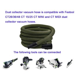 Suction hose D27x5m, vacuum pipe D27x5m, smooth vacuum pipe D27x5m, suitable for Festool CT25/26/36/36/48/MIDI/MINI/MINI vacuum cleaner tube compatible.
