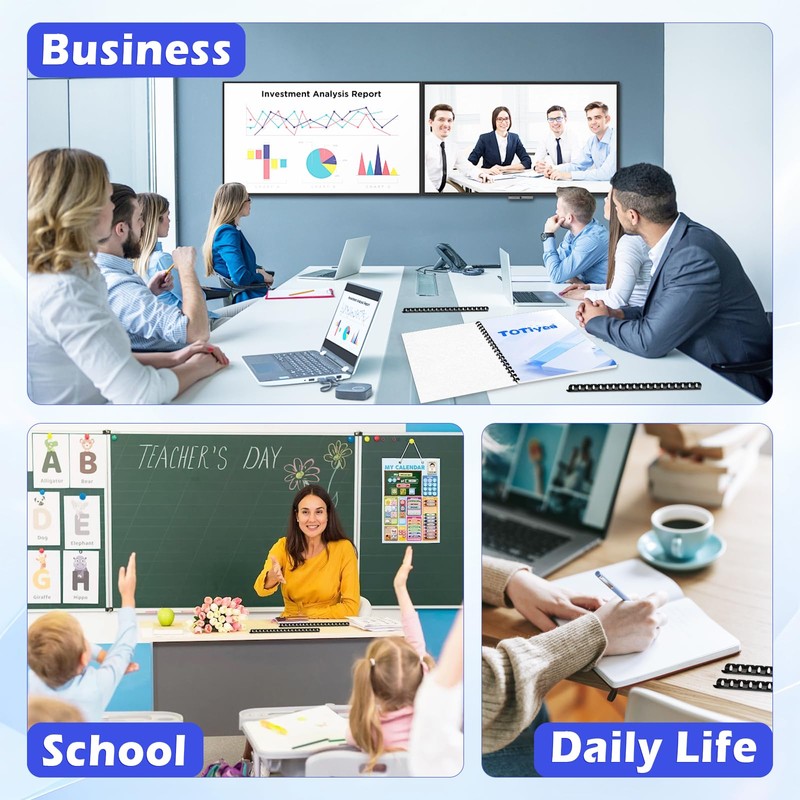 TOTiyea 19 Ring Plastic Binding Combs,1 Inch Diameter,200 Sheet Capacity,