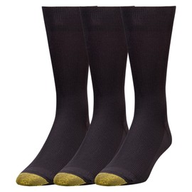 Gold Toe Men's Metropolitan Extended Sock, 3 Pack,Black,13-15