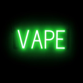 SpellBrite VAPE Sign | Smoke Shop-Related Sign with Neon Look, Green LED Light Source | 17.0" x 6.3"