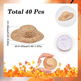 SUNNYCLU 40Pcs Mini Woven Hat Miniature Straw Hats Bulk Dark Goldenrod Knitting Dollhouse Cowboy Sombrero Decoration Doll Tiny Caps for Crafts Christmas Costume Party Ornament Jewellery Accessories