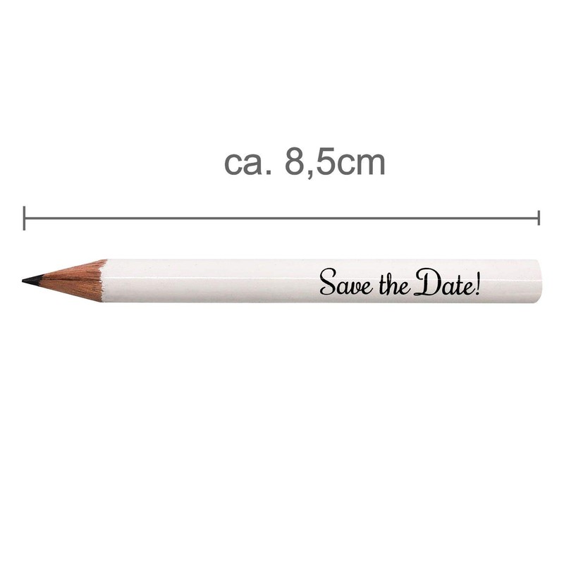 KATINGA 25 x Save The Date Mini Pencils White for