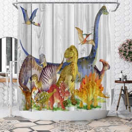 WELMECO Boys Shower Curtain Dinosaur Shower Curtain Kids Bathroom Set Polyester Fabric, 72x72inch