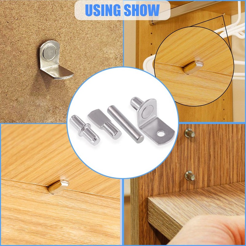 Glarks 120-Pieces 4 Styles Shelf Bracket Pegs Cabinet Furniture Shelf