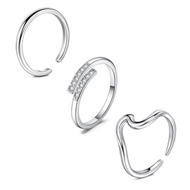 MODRSA Silver Toe Rings for Women Silver Toe Ring Non Tarnish Adjustable Womens Toe Rings Big Toe Jewelry Simple Ring Stackable Rings Wave