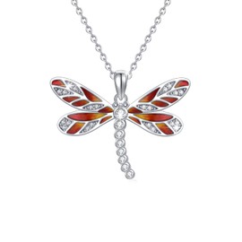 Silikepa Dragonfly Necklace for Women 925 Sterling Silver Dragonfly Pendant Necklace Animal Necklace with Zircon Dragonfly Jewelry Gift for Women