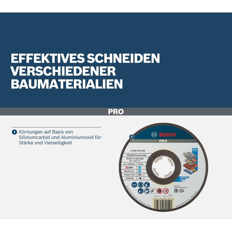 Bosch Professional 1x Straight Cutting Disc (for MultiMaterial, X-LOCK, Diameter