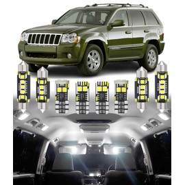 BMT xmsCar Interior LED Light Replacement for JEEP Grand Cherokee WJ WK 1999-2010,6000K Super Bright Interior Light Bulbs Package, 14pcs